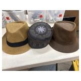 Collection of hats.  Resistol straw boater hat