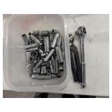 Variety of shallow and deep sockets, a ratchet