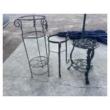 3 wrought iron plant stands feature decorative