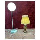 Mint desk lamp and brass table lamp