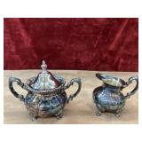 Poole silver-plated sugar bowl  and iridescent