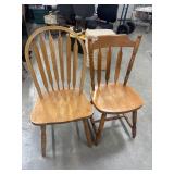 Vintage wood spindle-back dining chairs.