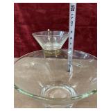 Clear glass chip and dip bowl set