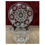 Star of David pattern glass platters and bowl.