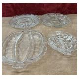 Bundle of glass serving dishes.