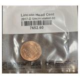 USA Lincoln Shield Cent 2017-D. (AU)
