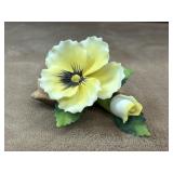 Andrea porcelain yellow pansy flower figurine.