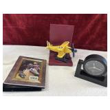 Bundle photo albums, tabletop clock, and handmade