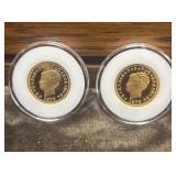 TWO (24kt gold-plated replicas) 1879 U.S. Four