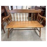 Vintage Early Colonial style spindle back bench.