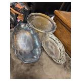 3 Vintage silver-plated serving trays.