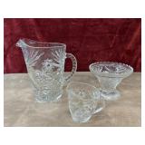 Star of David glass pitcher, creamer and pedestal