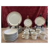 Stoneware  7 plates,  8 bowls, 8 saucer,  8