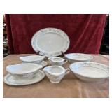 Noritake oval serving platter, gravy boats,