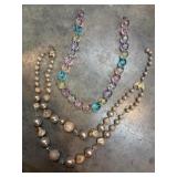 Multi-color pastel beaded necklace, multi-strand