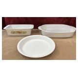 Coringware pie plate and casserole dishes.