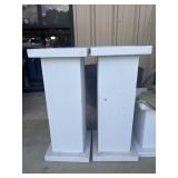 Pair of handcrafted white wooden display