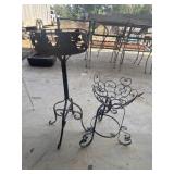 2 Vintage black wrought iron plant standS.