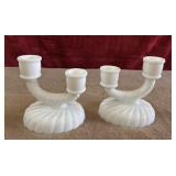 Milk glass candle holders.