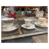 Vintage iridescent footed porcelain teacup and