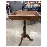 Vintage wooden tray-top accent table.