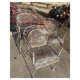 4 White Wrought Iron Patio Arm Chairs, White Rusty