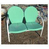 Vintage Green Double-Seat Metal Patio Bench