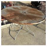 Round Iron Outdoor Table, White Rusty
