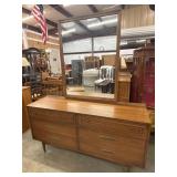 Mid-century modern lowboy double dresser and