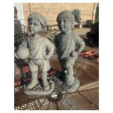 Boy & Girl Concrete Statues Yard Art Garden Decor