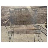 Vintage Iron Mesh Outdoor Bench Patio Settee
