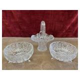 Frosted rose lead crystal footed  bowls and glass