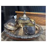 Vintage Oneida silver-plated chip and dip server,