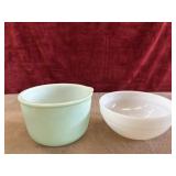 Glass bake mixing bowl and Fire King white milk