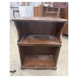 Compact two-tier solid wood open bookcase