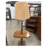 Vintage wooden floor lamp and drop-leaf side