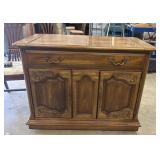 Vintage French Provincial-style wood flip-top bar