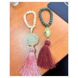 Pair Chinoiserie Tassels, Jade Style & Cloisonnï¿½.