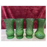Bundle of 4 green vases.