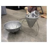 Vintage aluminum cone sieve and strainer set with