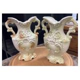 2 vintage 1940s Chase Japan floral vases,