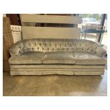 Chesterfield camelback silver grey hue velvet