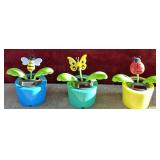 Yellow winged solar-powered dancing butterfly