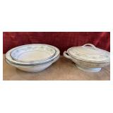 Noritake  rim soup and bowls and Serving Bowl.