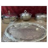 Bundle of dome lid covered serving dish and tray.