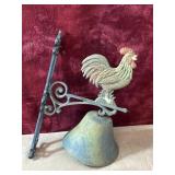 Vintage  cast iron wall-mounted rooster bell.