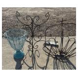 Iron Outdoor Yard Art, Basket, Turquoise Planter,