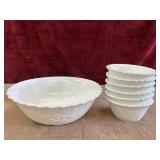 Basket weave Milk glass bowls.