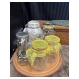7 glass canning jars.
