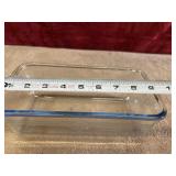 Ornate glass loaf pan.